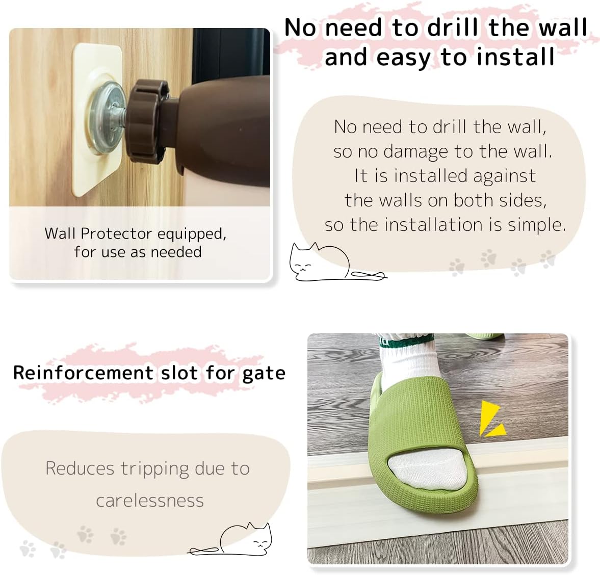Lumizone Extra Tall Cat Gate 61.02" High Pressure Mounted Extra Wide 30.12"-34.05" (17Sizes) 1.37" Gap No Drilling Auto-Close Tall Pet Gate for Dogs (Black, 30.12"-34.05" W)