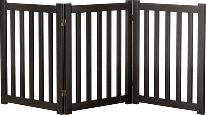2-Panel Solid Wood Dog Gate - Freestanding Folding Pet Gate for Doorways, Stairs, Indoor, 24" Height, No Installation Needed, Natural Wood