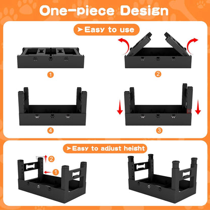 Elevated Dog Bowls with 2 Stainless Steel Bowls, 5-Height Adjustable Stand (3.1", 9" to 12"), for Improved Digestion & Neck Support, Easy Clean, Non-Slip Base Raised Feeder for Medium Large Dogs
