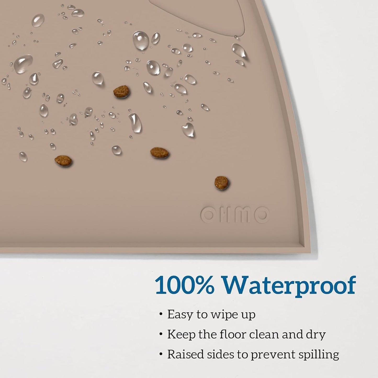 OHMO - Cat Food Mat, Silicone Pet Feeding Mat for Floor Non-Skid Waterproof Dog Water Bowl Tray, Easy to Clean Pet Placemat (Erythrinus, 18 * 9.8'')