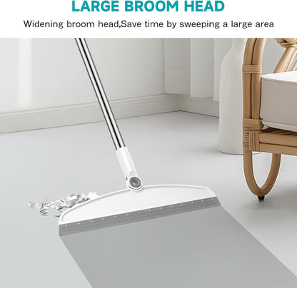 Multifunction Silicone Broom, 54 Inch Long Handle Silicone Floor Squeegee Broom, Sweep and Scrape 2 in 1 Household Cleaning Rubber Broom for Floor, Bathrooms, Kitchens, Showers, Tile, Pet Hair, Glass