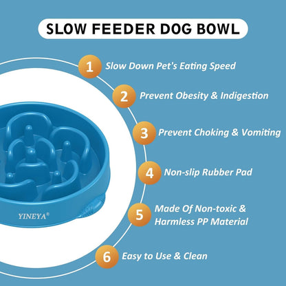 YINEYA Slow Feeder Dog Bowls, Pet Supplies that Slow Down Eating, Pet Food Bowls, Maze Dog Puzzle Feeder for Medium Breed