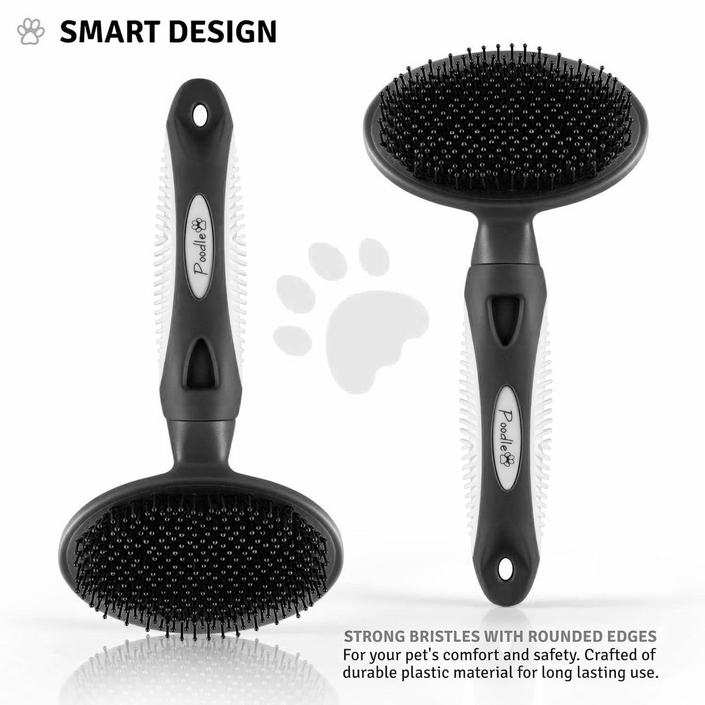 Round Bristle Pet Brush for Dogs and Cats - Soft Dog Brush for Grooming Short or Long Hair - Gentle Tool for Sensitive Skin Removes Dander, Dirt, and Detangles (Purple)