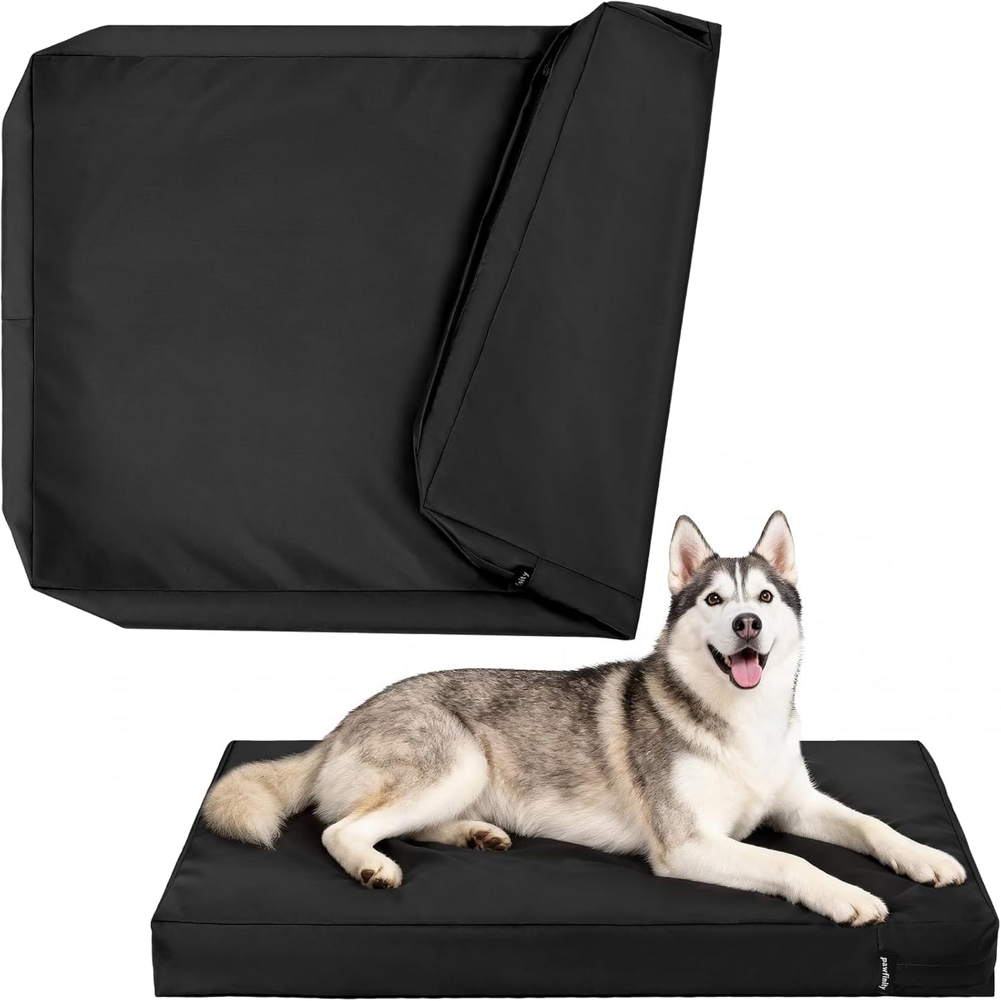 PAWFINITY Waterproof Dog Bed Cover Replacement Washable, Easy to Clean, Pet Hair Resistant, Heavy Duty Oxford, Zipper Closure, Indoor/Outdoor Use, Fits 36 Inch Dog Crate - Large, 34x22x3.5, Black