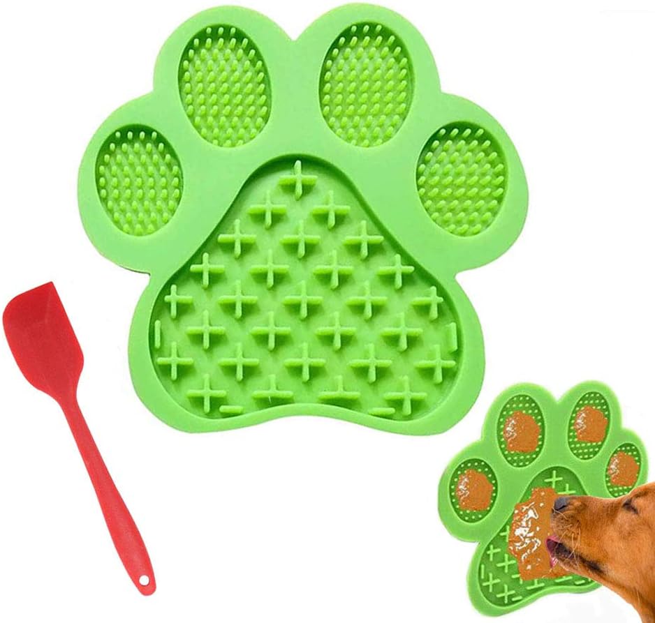 Dog Licking Mat for Anxiety Peanut Butter Slow Feeder Bowls Licking Pad with Strong Suction to Wall for Pet Bathing,Grooming,and Dog Training (Red)