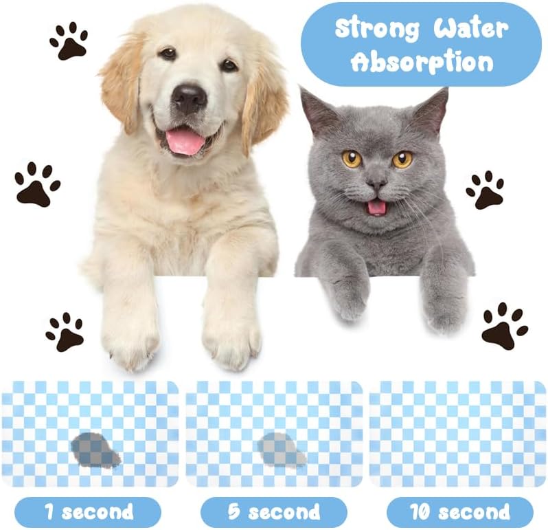 Dog Food Mats for Floors Waterproof, Pet Water Bowl Mats Pet Feeding Absorbent Placemats Plaid 12 * 20 inch