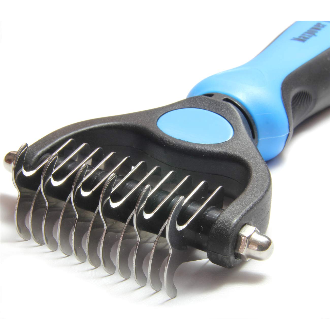 Maxpower Planet Hair Brush - Double Sided Shedding, Dematting Undercoat Rake for Dogs and Cats - Extra Wide Dog Grooming Brush, Reduce Shedding by 95%, Turquoise