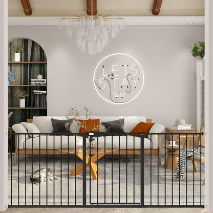 DEARBB Triple Lock Baby Gate for Stairs Doorways and House 31" to 86" Extra Wide Pressure Mounted Easy Walk Through Auto Close Safety Pet Gate White 49.21-67.32"