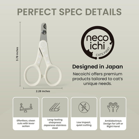 Necoichi Purrcision Feline Nail Clipper | Lever Principle Cat Nail Clipper | Butter-Smooth Cuts | Made in Japan, Seki Swordsmith Craftsman | Stainless Steel Cat Claw Trimmer for Indoor Cats (White)