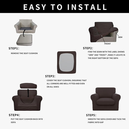 Easy-Going 100% Dual Waterproof 4 Pieces Stretch Soft Couch Cover for Dogs, Sofa Slipcover for 3 Separate Cushion Couch Leakproof Furniture Protector for Kids, Pets Dark Gray