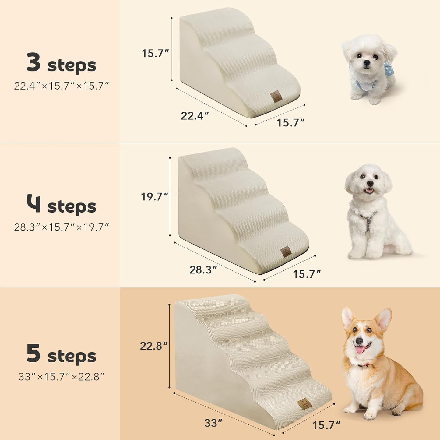 Mestuel 2-Tiers Extended Dog Stairs Steps for Couch Sofa, Dog Stairs for Small Dogs, Pet Stairs Ramp Ladder Friendly to Small Old Joint Injury Dogs Cats,Non-Slip & Washable,Blue