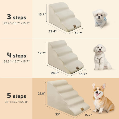 Mestuel 2-Tiers Extended Dog Stairs Steps for Couch Sofa, Dog Stairs for Small Dogs, Pet Stairs Ramp Ladder Friendly to Small Old Joint Injury Dogs Cats,Non-Slip & Washable,Blue