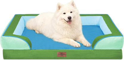 Comfort Expression Orthopedic Dog Bed for Extra Large Dogs 42x30 Inch, Waterproof Egg Crate Foam XL Pet Bed with Removable Bolsters, Dog Couch with Washable Cover & Non-Slip Bottom, Grey - Colors A
