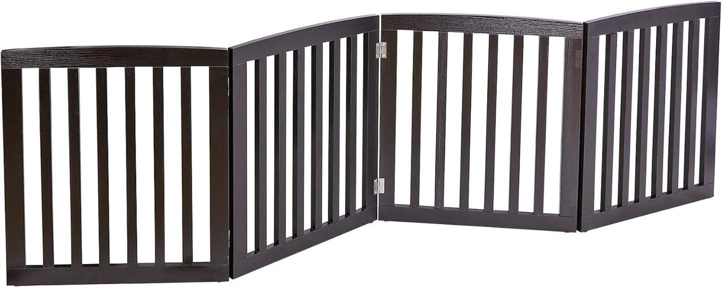 Nouva 36" H Pet Gate, 3 Panels Indoor Foldable Dog Fence, Dog Gate for Stairs Doorways, Hardwood Pet Gate, Freestanding Pet Fence, White