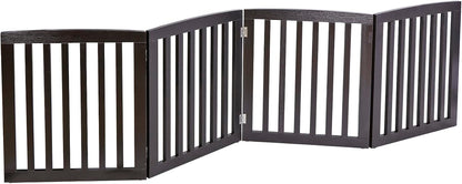 Nouva 36" H Pet Gate, 3 Panels Indoor Foldable Dog Fence, Dog Gate for Stairs Doorways, Hardwood Pet Gate, Freestanding Pet Fence, White