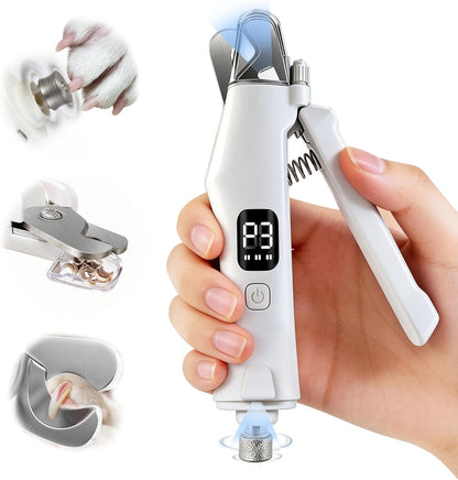 2-in-1 Dog Nail Clippers with Light, Cat Nail Clipper with Anti-Overcut Guard, Dog Nail Grinder Quiet for Large Medium Small Dog Cat Nail Trimmer, Rechargeable Painless Silent Groom Dog Nail Trimmer