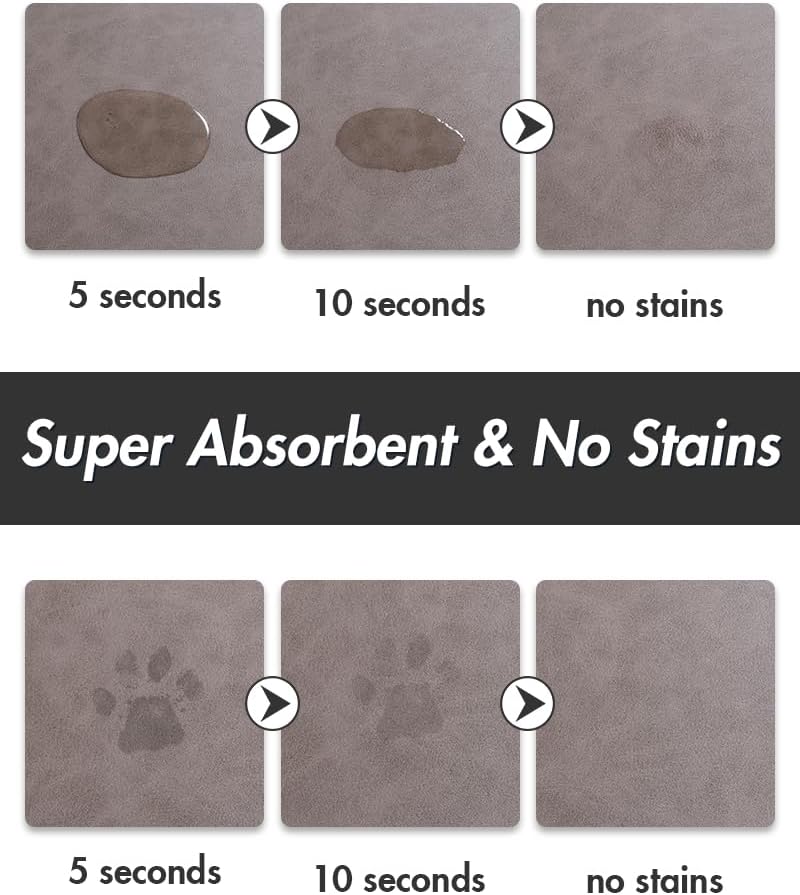 MontVoo Dog Food Mat-Pet Feeding Mat for Food and Water-No Stains Quick Dry Dispenser Cat Bowl Mat for Messy Drinkers(12"x19" Dark Grey)
