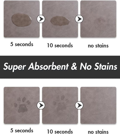 MontVoo Dog Food Mat-Pet Feeding Mat for Food and Water-No Stains Quick Dry Dispenser Cat Bowl Mat for Messy Drinkers(12"x19" Dark Grey)