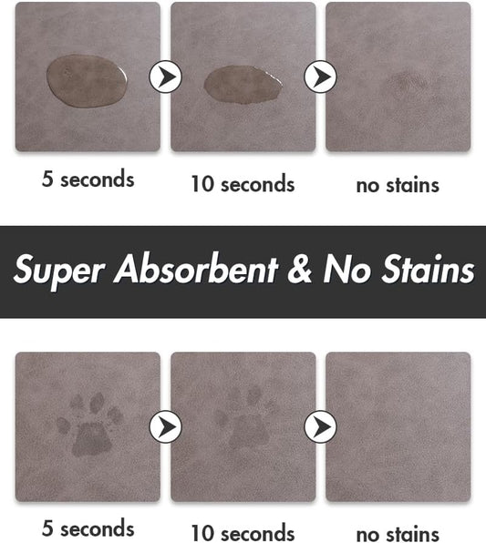 MontVoo Dog Food Mat-Pet Feeding Mat for Food and Water-No Stains Quick Dry Dispenser Cat Bowl Mat for Messy Drinkers(12"x19" Dark Grey)