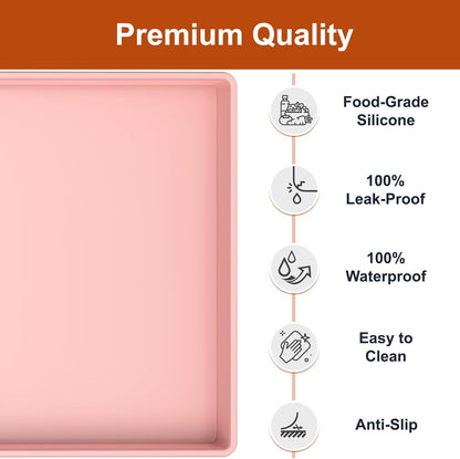 ukeetap Extra Thick Silicone Mat Waterproof with Raised Edge 19” x 12”, BPA Free Non-Slip Dog & Cat Food Mat, Feeding Mat for Food and Water Bowls, Spill Proof Mat to Protect Floors, Gray