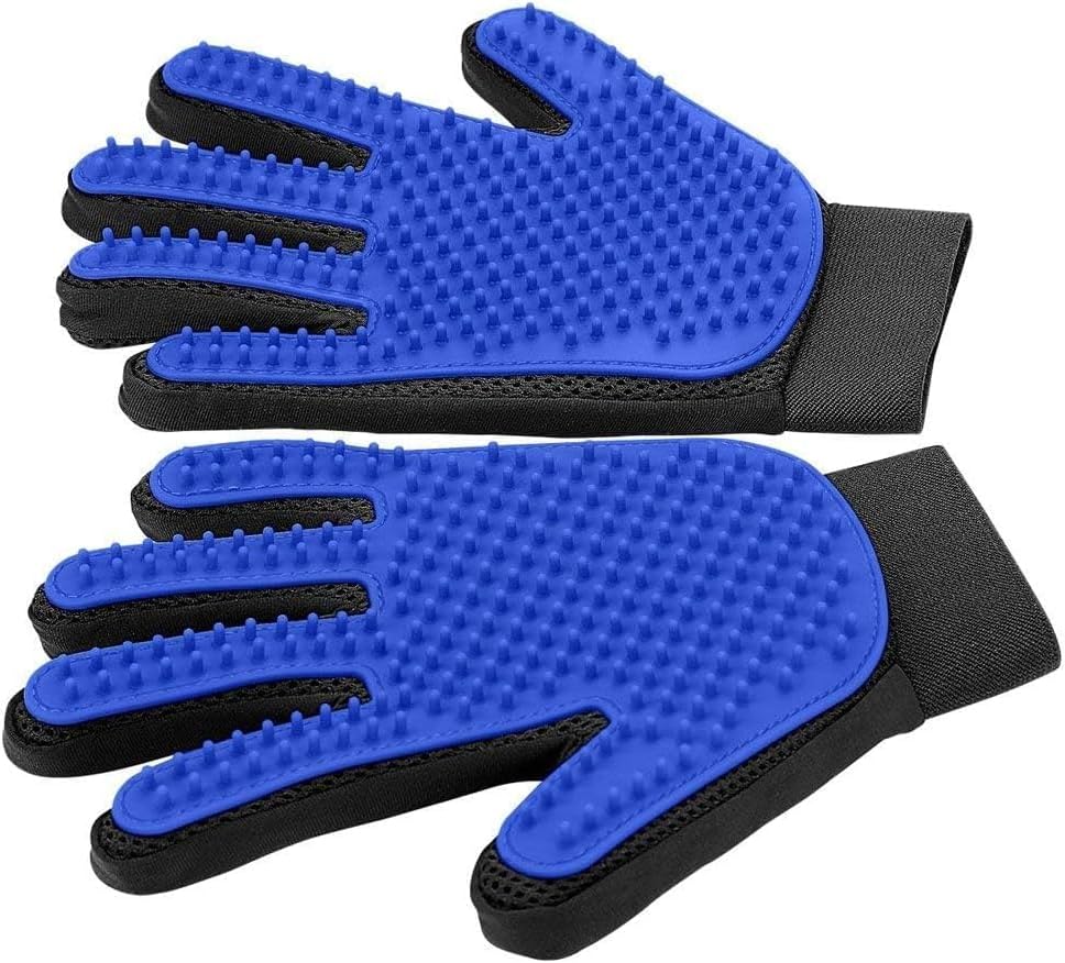 Upgraded Pet Grooming Gloves for Shedding - 1 Pair Dog Hair Remover Gloves for Bathing & Deshedding Cats, Dogs & Horses, Gentle Massage for Short & Long Hair (Pink)
