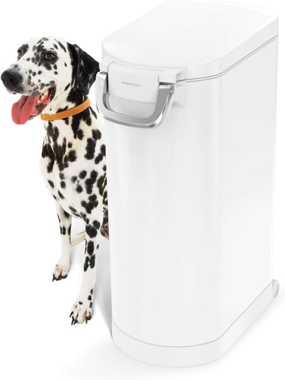 simplehuman Large Pet Food Storage Container, Holds 30-35 lb / 14-16 kg of Dry Dog Food, Cat Food, or Bird Seed, Airtight Lock-Tight Lid with Magnetic Scoop, BPA-Free, Brushed Stainless Steel