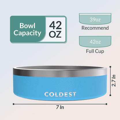 Coldest Dog Bowl - Anti Rust Metal, Non Slip, 3 Layers Insulated Stainless Steel Dog Bowls - Spill Proof & Heavy Duty - Water Bowl for Dogs, Cats & Pets, Dish Washer Safe (21 oz, Stealth Black)