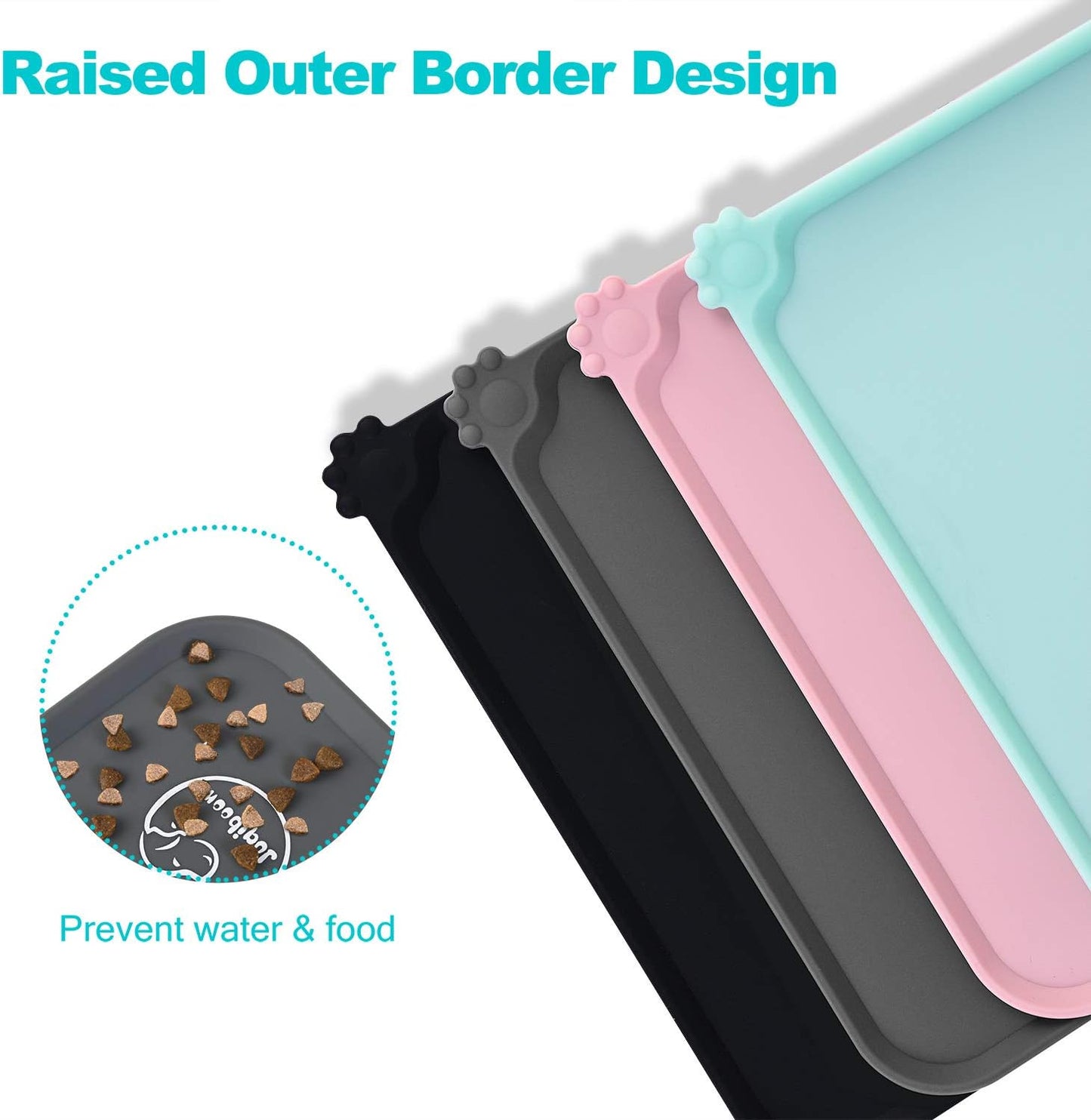 Silicone Waterproof Dog Cat Pet Feeding Mats, Non Slip, Easy Clean Pet Dog Cat Bowl Mats Placemat (18.5" x 11.5") Green
