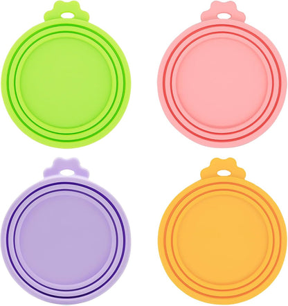 Food Can Lids, 4 Pcs Silicone Pet Food Can Covers for Dog & Cat Food, One Tin Cap Fit Most Standard Size Dog Cat Food Canned（Multicolor）…