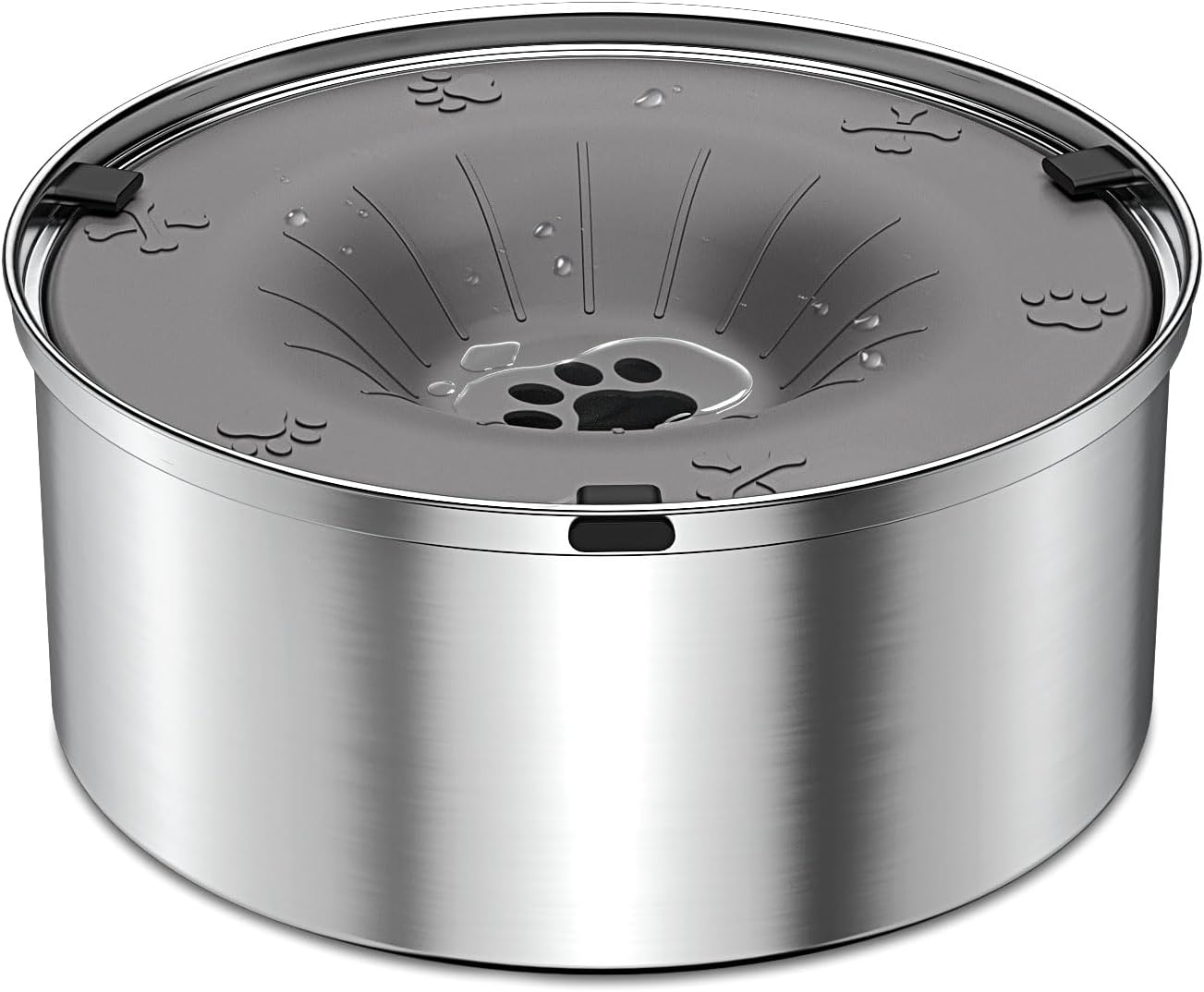 SCHITEC Dog Water Bowl No Spill 1.2L/40oz Slow Drinking Anti-Splash Stainless Steel Dog Bowl with Floating Disk, Spill Proof Pet Travel Water Dispenser for Sloppy Messy Drinkers(Light Gray)