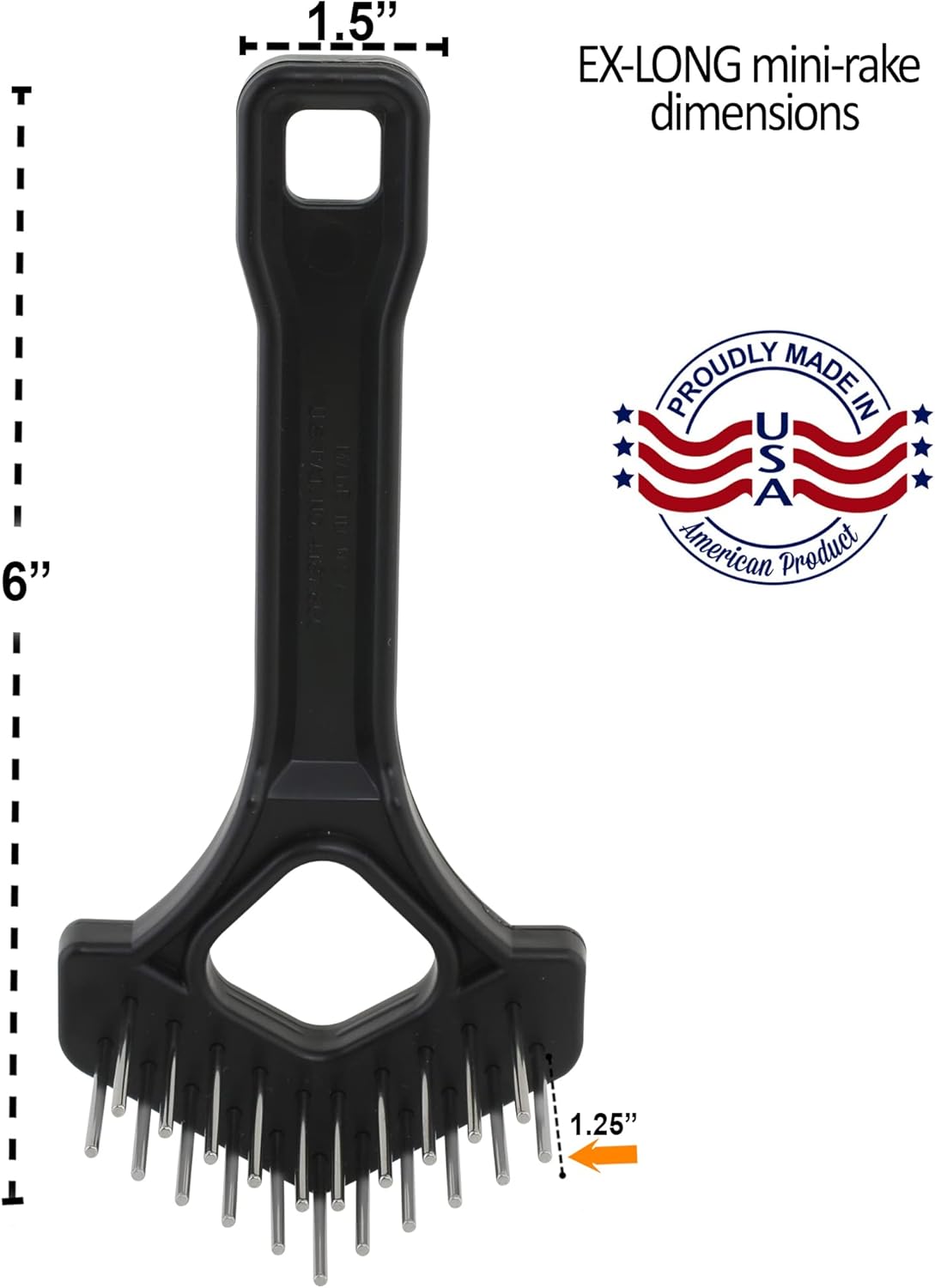 Undercoat Mini-Rakes for Effective Dematting and Grooming Dogs and Cats has V-Shape Head and Double Row, Stainless-Steel Rotating Teeth (Extra-Long Tooth Mini Rake)