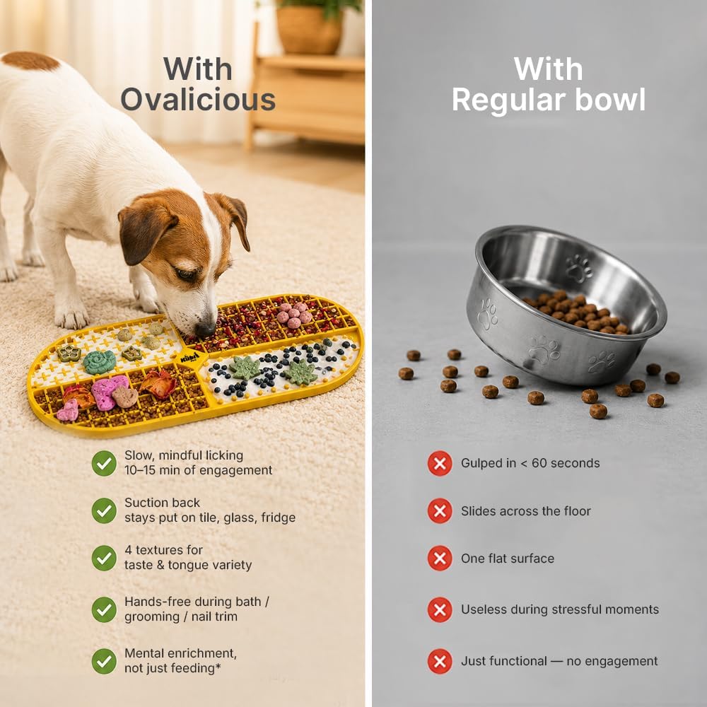 Ovalicious Slow Feeder Lick Mat for Dogs – Interactive & Dishwasher Safe