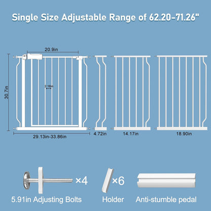 ALLAIBB Extra Wide Pressure Mount Baby Gate Auto Close Metal Child Dog Pet Safety Gates with Walk Through for Stairs,Doorways,Kitchen and Living Room (62.02-66.93"/158-170cm)
