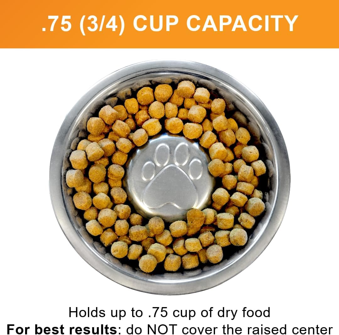 Neater Pet Brands Stainless Steel Slow Feed Dog Bowl for Fast Eating Large Breed, Metal Slow Feeder Dog Bowl Fits in Large Neater Feeders, for Puppy or Dogs (>40 lbs), 3 Cup Food Capacity