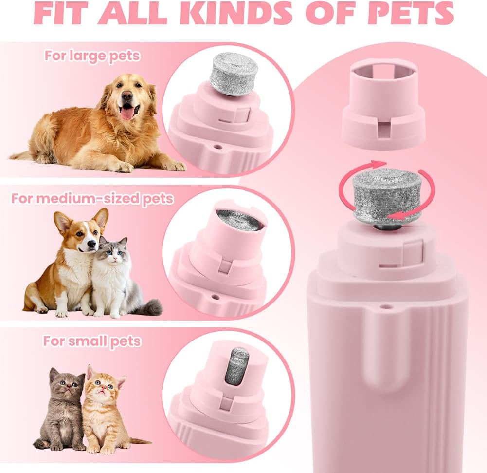 2-in-1 Dog Nail Grinder & Dog Nail Clippers Trimmers, Dogs Trimmer with LED Light + Splash Guard + Storage Case, Pet Claw Clippers for Dogs Cats, USB Rechargeable (White)
