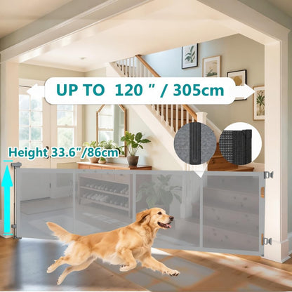 236 Inch Extra Wide Retractable Baby Gate,Mesh Baby Gate or Mesh Dog Gate,34" Tall,Child Safety Gate for Doorways, Stairs, Hallways, Indoor or Outdoor
