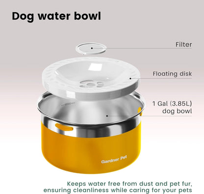 Gardner Pet Slow Water Bowl for Dogs – No Spill, Anti-Splash Floating Plate Design, Slows Drinking to Reduce Mess, Keeps Water Clean & Floors Dry, 3.8L(White)