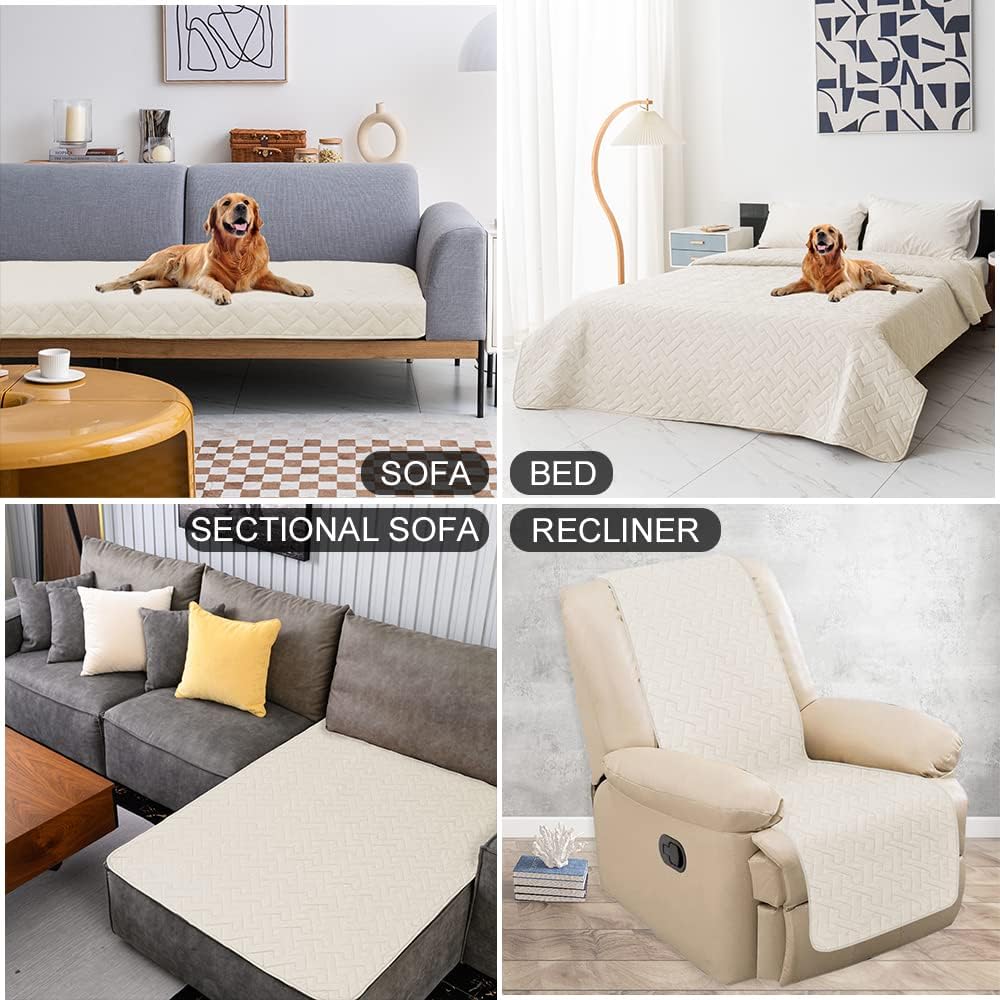 fuguitex Waterproof Dog Bed Cover Couch Cover, Anti-Slip Cat Mat Pet Pad Blanket for Sofa Chair Recliner Furniture Protrctor