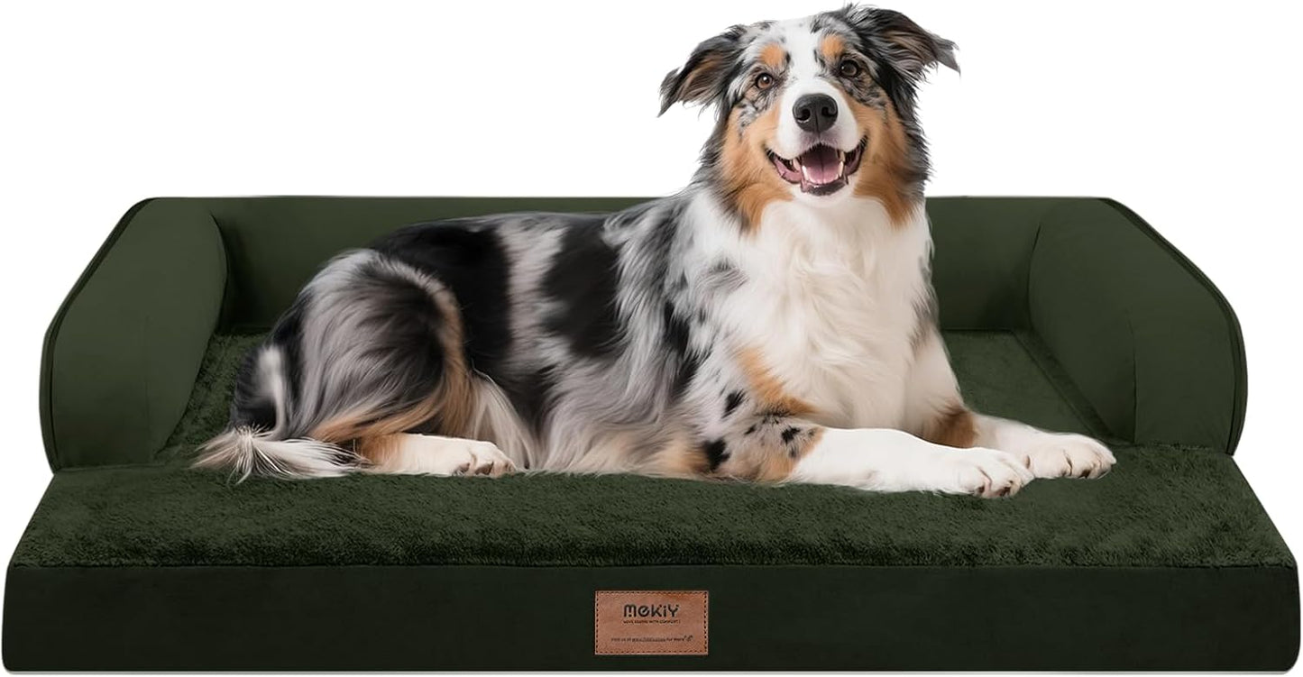 Large Dog Bed Orthopedic Washable - Beds Bolster - Medium XL XLarge Big Dogs - Memory Foam Couch Sofa - Waterproof with Removable Cover
