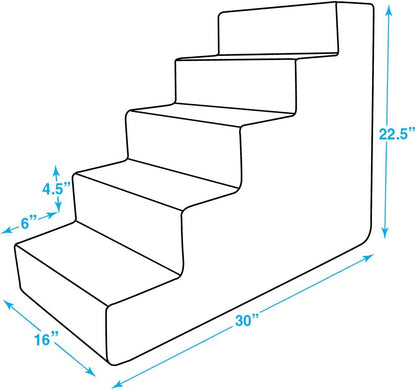 Best Pet Supplies Dog Stairs for Small Dogs & Cats, Foam Pet Steps Portable Ramp for Couch Sofa and High Bed Non-Slip Balanced Indoor Step Support, Paw Safe No Assembly - Brown Linen, 5-Step