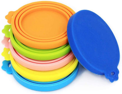 Comtim Pet Food Can Cover Silicone Can Lids for Dog and Cat Food(Universal Size,One fit 3 Standard Size Food Cans) (Blue/Purple)