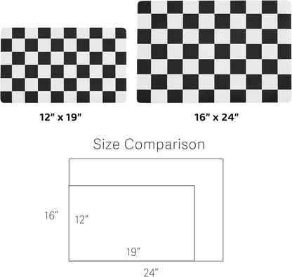 Checkered Dog Feeding Mat, Absorbent Mats for Dog Food and Water Bowl, Dispenser, Retro Aesthetic Khaki Beige Checkerboard Pet Placemat for Dogs, Cats, Puppy Accessories, 12" X 19”