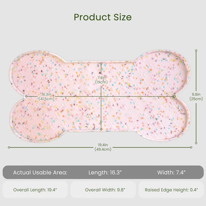 PWTAA Dog Food Mat Anti-Slip Silicone Dog Bowl Mat Thicker Pet Placemat Waterproof Cat Feeder Pad with Raised Edge Puppy Kitten Feeding Mats Suitable Small Medium-Sized Dogs Cats Eating Tray