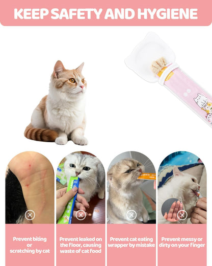 5 PCS Cat Food Can Covers Lids Set, Silicone Pet Food Can Lids with Multi-Function Cat Food Spoon and Opener, Cat Bar Squeezer, Stainless Steel Wet Food Spoon for Cats and Dogs (Pink) (Pink)
