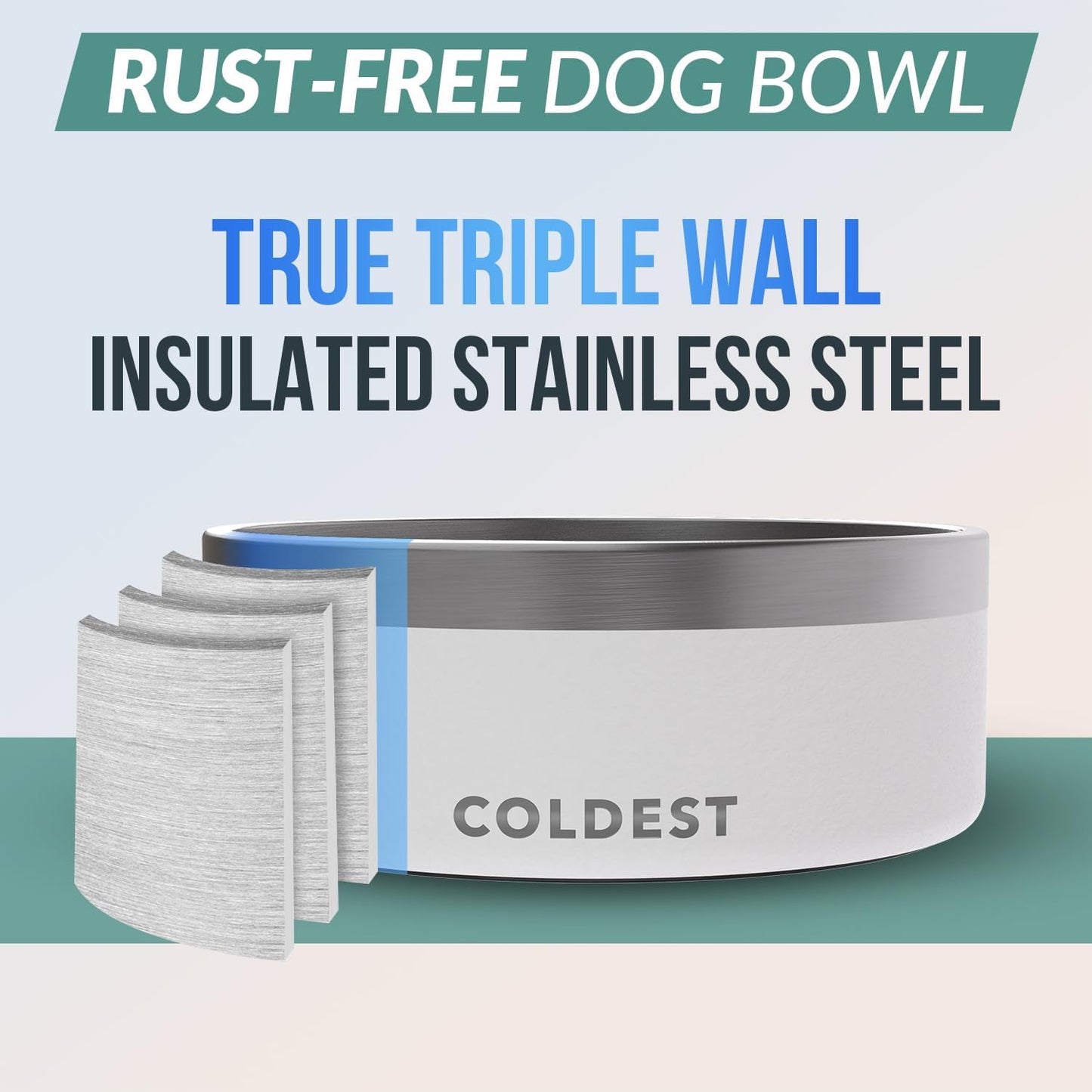 Coldest Dog Bowl - Anti Rust Metal, Non Slip, 3 Layers Insulated Stainless Steel Dog Bowls - Spill Proof & Heavy Duty - Water Bowl for Dogs, Cats & Pets, Dish Washer Safe (21 oz, Stealth Black)