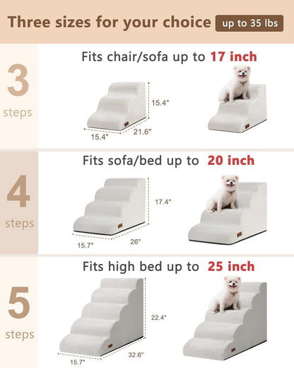 Aodisman Dog Stairs for Small Dogs,3 Step Dog Ramp for Couch and Bed,Pet Stairs with Non-Slip Bottom for Old Cats,Indoor Pet Steps,Comfort,Durable,15.4" H