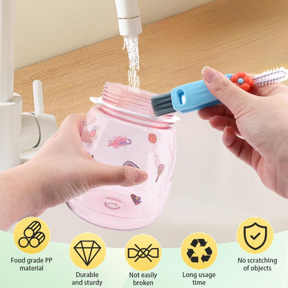 6pack Cleaner Brush Set, 3 in 1 Cup Lid Cleaning Brush and 7.6inch Straw Brush Crevice Cleaning Brush for Water Bottle Gap Lid(2style/6pcs)