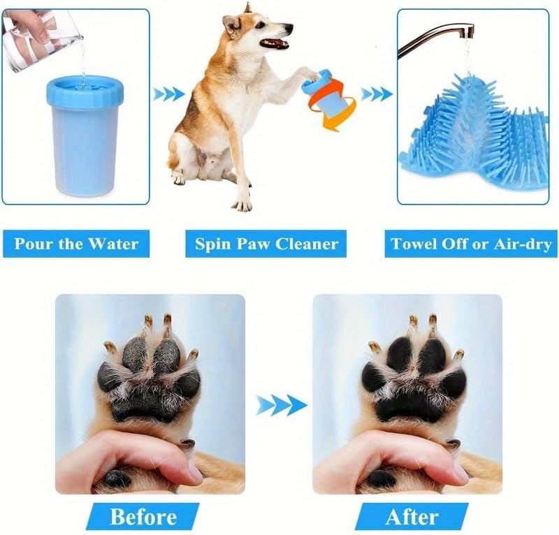 Portable Pet Paw Cleaner Cup for Dogs & Cats, No-Wipe Automatic Paw Washing Cup, Paw Cleaning Tool for Puppies & Kittens, 4.33" x 3.54" (Blue)