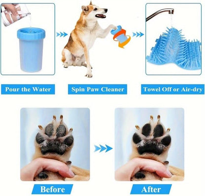 Portable Pet Paw Cleaner Cup for Dogs & Cats, No-Wipe Automatic Paw Washing Cup, Paw Cleaning Tool for Puppies & Kittens, 4.33" x 3.54" (Blue)