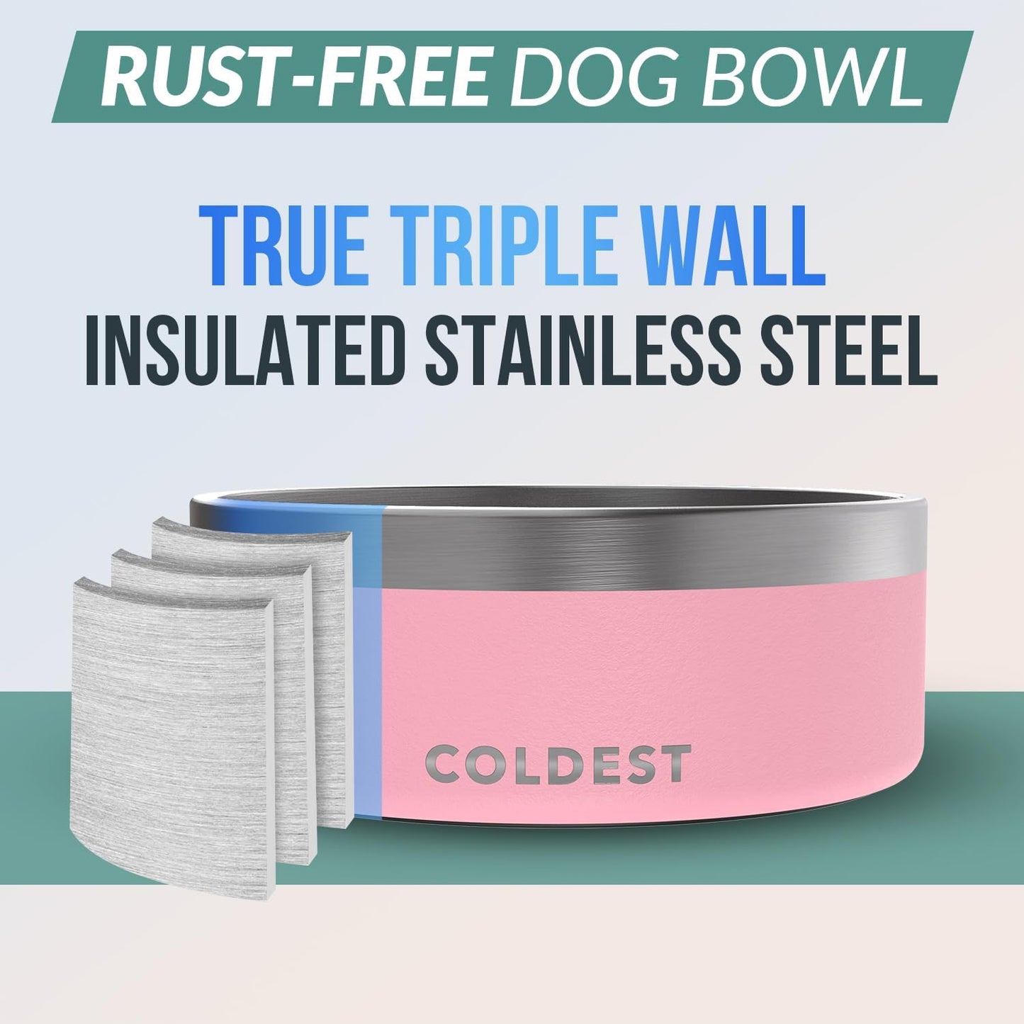 Coldest Dog Bowl - Anti Rust Metal, Non Slip, 3 Layers Insulated Stainless Steel Dog Bowls - Spill Proof & Heavy Duty - Water Bowl for Dogs, Cats & Pets, Dish Washer Safe (21 oz, Stealth Black)